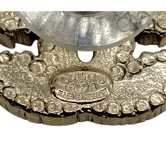 Auth CHANEL - Silver Clear Hardware Rhinestones post EarringsAuth - Picture 5 of 8